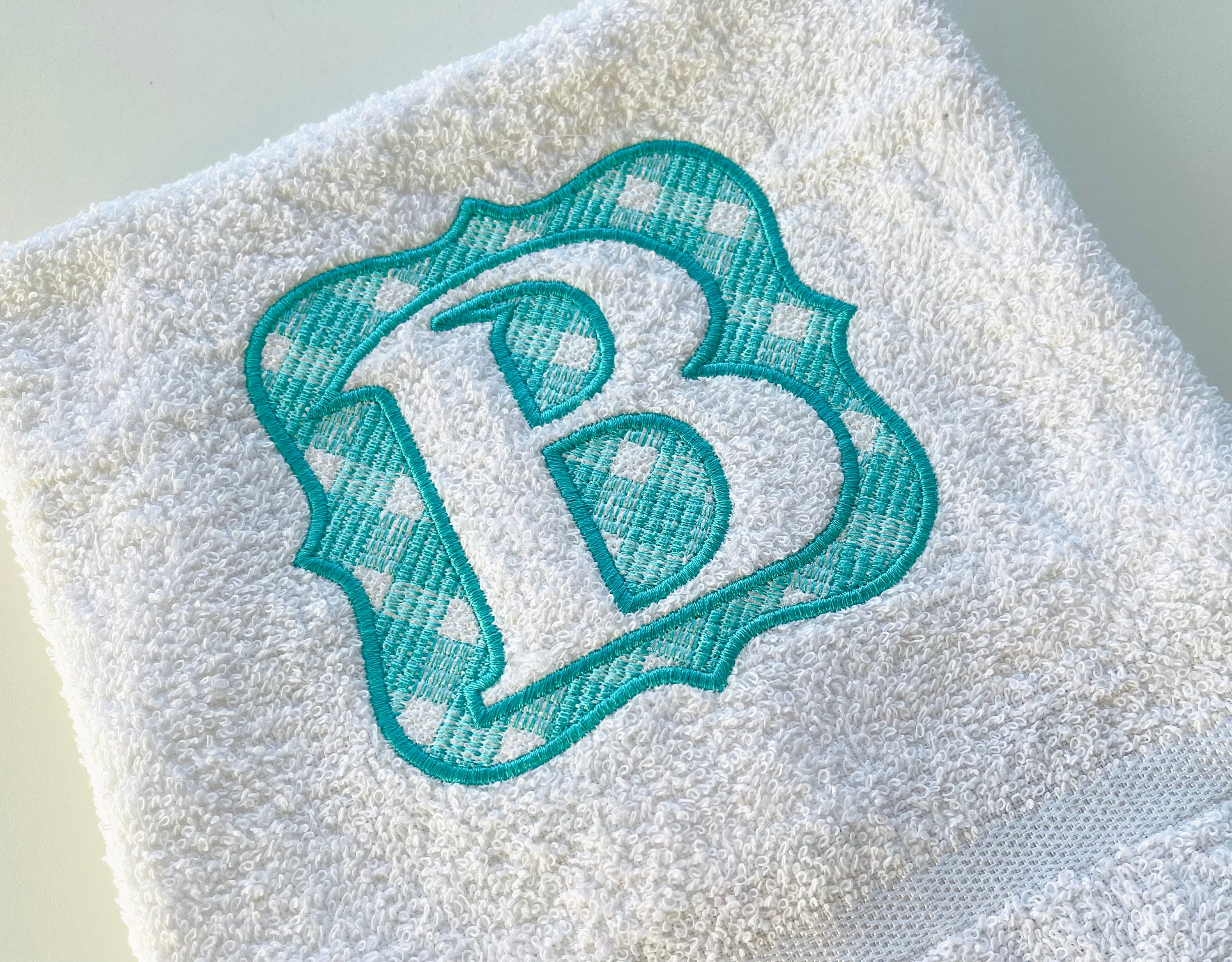 Embossed Terry Towel Monogram Letters A Z And Gingham Buffalo Plaid 