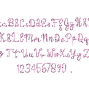 Satin stitch script Font alphabet playful kids baby monogram name machine embroidery designs assorted mini and small sizes, BX included