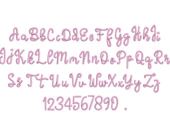 Satin stitch script Font alphabet playful kids baby monogram name machine embroidery designs assorted mini and small sizes, BX included