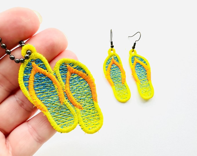 Gradient Ombre effect Flip Flops earrings charm FSL freestanding lace machine embroidery designs flip flop beach shoes girls summer design