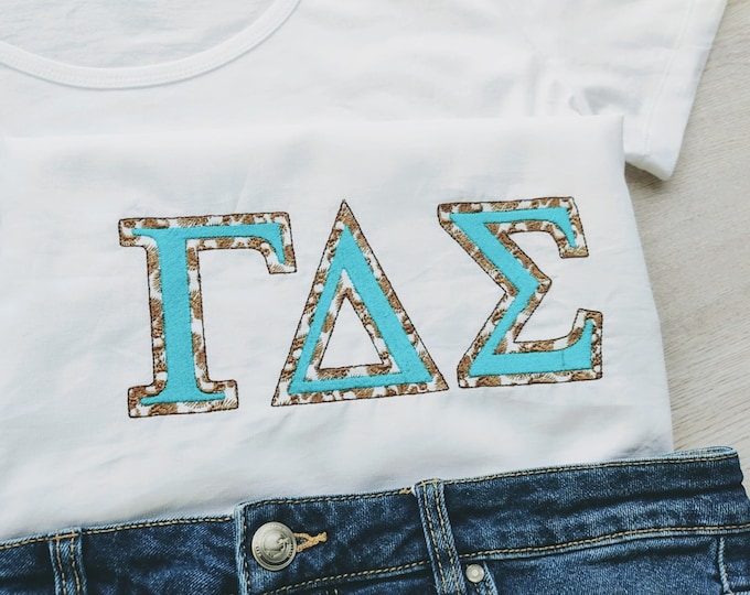 Classic sororities Greek alphabet leopard print Greek font, alphabet, ABC, letters 2 layers colors Greek font machine embroidery designs, BX