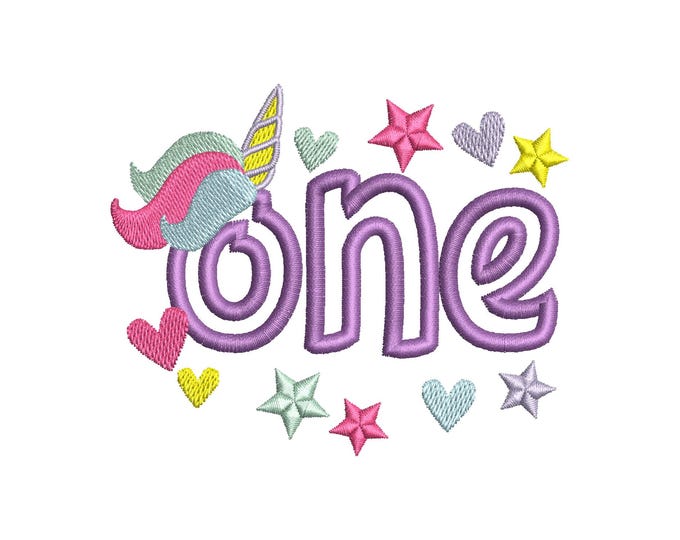 Unicorn Tail Birthday number ONE 1 Unicorn word number birthday outfit Unicorn Applique for hoop 5x7 Unicorn machine embroidery designs