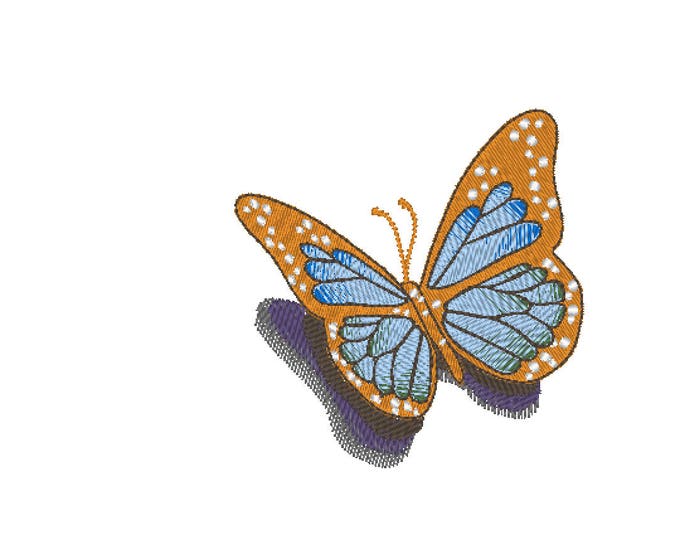 Butterfly with shadow, awesome like real butterfly embroidery design, assorted sizes - shadow butterfly embroidery