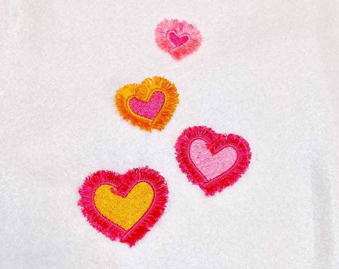 Fluffy Valentine Heart chenille awesome hearts Fringed fluffy Heart fringe ITH in the hoop machine embroidery designs sizes 1 up to 2.5"