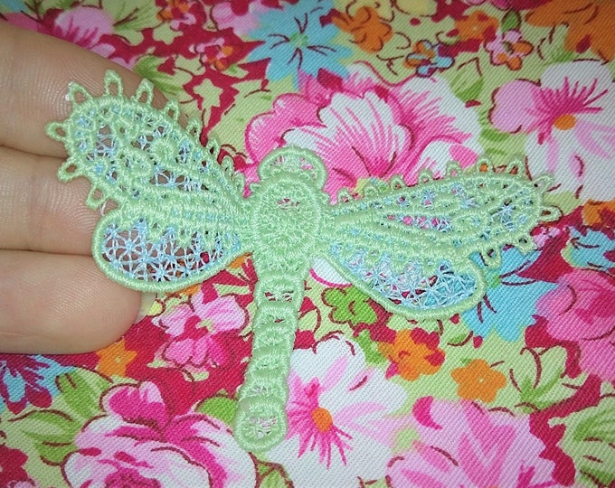Dragonfly 3D  three-dimensional, 3 dimensional, FSL, Free standing lace embroidery design in the hoop ITH embroidery 4x4 assorted sizes