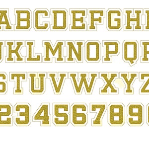 Small & Big best Faux chenille patch Varsity Athletic Block Glitter HTV font vinyl alphabet letters machine embroidery designs  1.5  thru 5