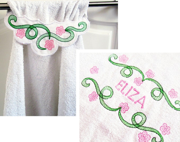 Flowered Towel topper collection, machine embroidery ITH project designs 5x7 - In the hoop embroidery INSTANT DOWNLOAD