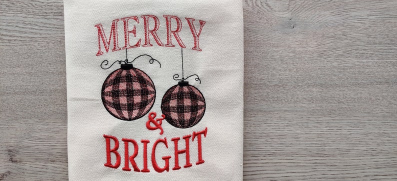 Merry Christmas gingham old fashioned classic Happy Holidays, Joy Kitchen dish towel quotes 6pcs machine embroidery designs 4x4, 5x7 image 8