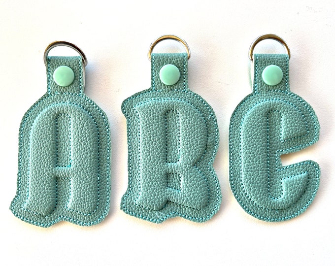 Puffy puff relief 3D Key Fob snap tab Monogram A-Z and numbers 0-9 in the hoop ITH personalized bag tag keychain machine embroidery designs