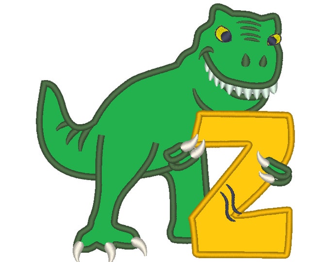 T-rex dinosaur Birthday only one LETTER Z machine embroidery Birthday outfit designs - for hoops 4x4, 5x7, 6x10  INSTANT DOWNLOAD
