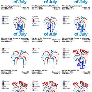My first 4th of July and plain fireworks machine embroidery designs kids baby Independence Day patriotic design sizes for hoop 5x7 image 6