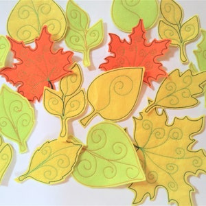 7 hojas de lazo de aro, contorno de puntada de frijol de hoja, diseño de aplique de bordado de contorno de puntada triple simple - tamaños surtidos