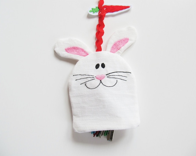 Bunny key case, key fob, key cover, keys pocket, ITH In The Hoop Machine Embroidery design In-The-Hoop x4 5x7