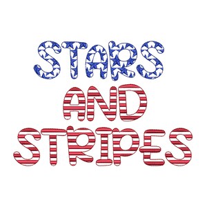 Puede incluir: Texto "Stars and Stripes" en un patrón de bandera estadounidense rojo, blanco y azul.
