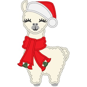 Christmas Llama Alpaca Applique winter outfit fringed scarf tassels Santa hat kids boys girls machine embroidery designs many sizes by Artapli embroidery format PES HUS JEF EXP DST VIP VP3 XXX instant download