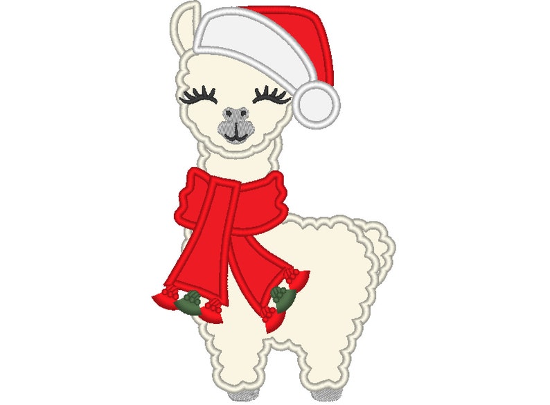 Christmas Llama Alpaca Applique winter outfit fringed scarf tassels Santa hat kids boys girls machine embroidery designs many sizes by Artapli embroidery format PES HUS JEF EXP DST VIP VP3 XXX instant download