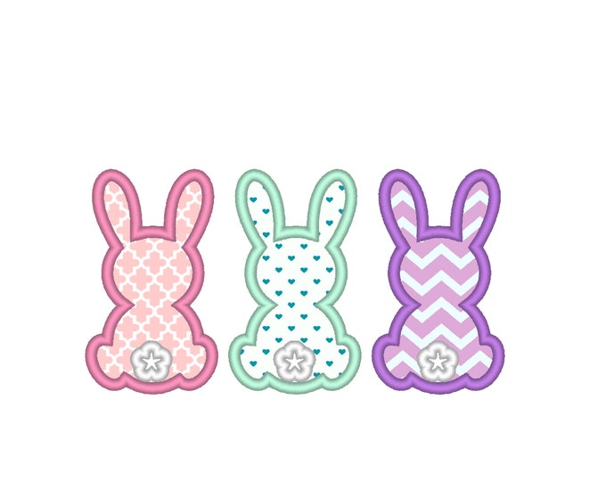 Easter Trippe bunnies, Bunny Applique, triple bunnies row Applique Machine Embroidery machine embroidery applique designs INSTANT DOWNLOAD