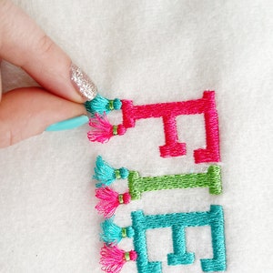 Borlas de borlas Fringed Summer esponjoso FONT diseños de bordado de máquina en tamaños variados, letras femeninas bastante esponjosas nombre del monograma + fuente BX