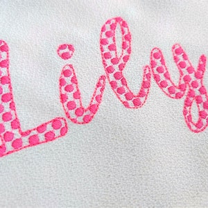 Polka DOT Minnie mouse kids cursive Font light sketch outline machine embroidery designs alphabet letters in sizes 1.5, 2, 3, 4 inches, BX!
