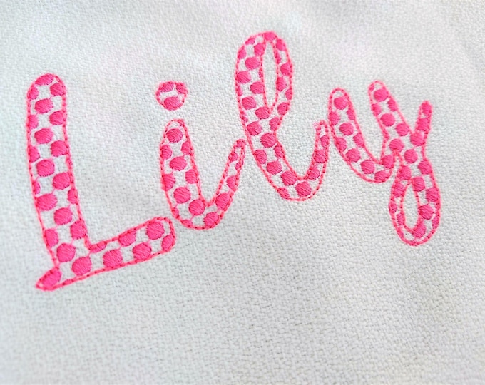 Polka DOT Minnie mouse kids cursive Font light sketch outline machine embroidery designs alphabet letters in sizes 1.5, 2, 3, 4 inches, BX!