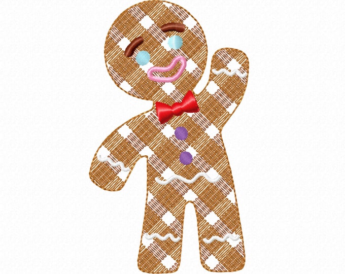 Gingham small Cute Christmas Gingerbread 2.5, 3, 3.5, 4 and 5 inches Instant download machine embroidery designs