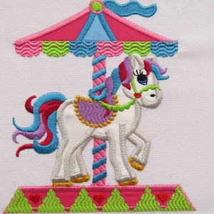 Carousel horse - machine embroidery applique designs 4x4, 5x7 and 6x10 INSTANT DOWNLOAD