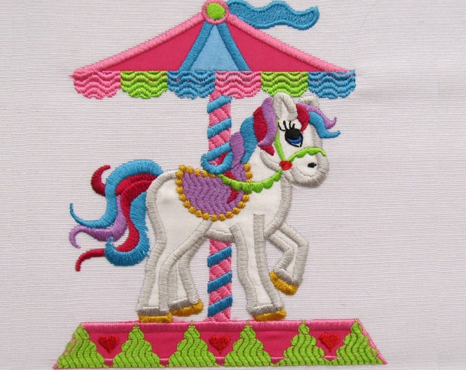 Carousel horse - machine embroidery applique designs 4x4, 5x7 and 6x10 INSTANT DOWNLOAD