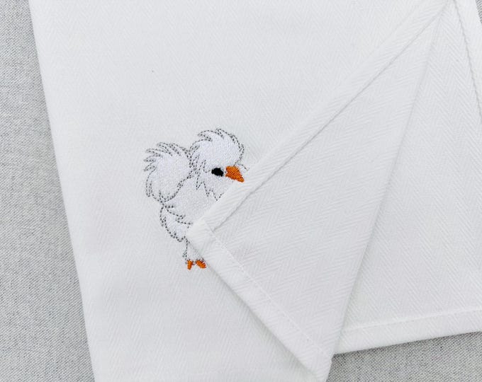 Cute Playing Silkie Chicken Animal Thief kitchen dish towel Farm bird Chicken Mama machine embroidery designs ITH project simply in the hoop