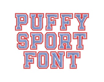 Puff Sport Varsity Embroidery font Applique machine embroidery designs 3D raised Puffy Foam alphabet monogram Block Font 2.5 up to 3.7in, BX