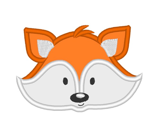 Pretty Fox Face Applique wild animal kids boys machine embroidery designs multiple sizes for hoop 4x4 and 5x7