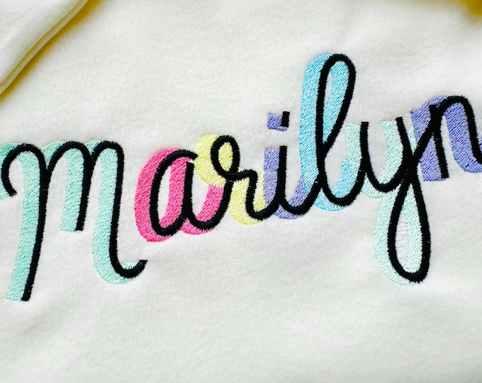 Handwritten script Shadow Font fill stitch double 2 color alphabet letters monogram machine embroidery designs sizes 1.7 up to 4.6 inch