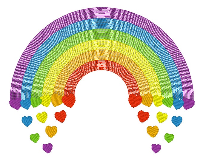 Light stitching light stitch Rainbow in many sizes Rainbow machine embroidery design outline rainbow light embroidery falling hearts Rainbow