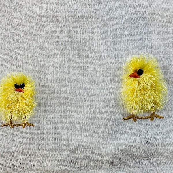 Mini poussin de broderie machine, mini simple poussin duveteux à franges chenille oiseau de ferme mignon bébé poulet chemise pour enfants super franges design