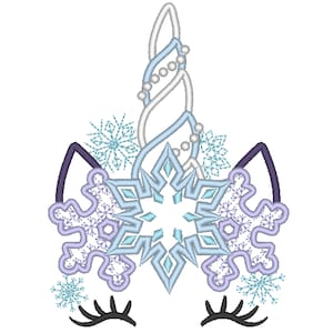 Frozen Unicorn Horn Snowflake Motif snowflake crown applique machine embroidery designs applique Rainbow unicorn embroidery unicorn face