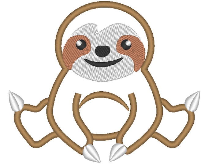 Sloth, simply boy sloth applique designs, Sloth Embroidery Applique Design 4x4 5x7