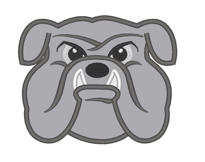 Bulldog Head Applique Design design mascot - machine embroidery designs for hoop 4x4 5x7 6x10 pet dog animal bulldog face