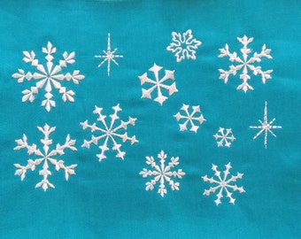 5 Snowflakes and 1 bling / sparkle - machine embroidery designs SET of 6 single designs assorted sizes mini delicate frozen snow snowflake