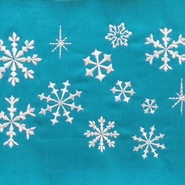 5 Snowflakes and 1 bling / sparkle - machine embroidery designs SET of 6 single designs assorted sizes mini delicate frozen snow snowflake