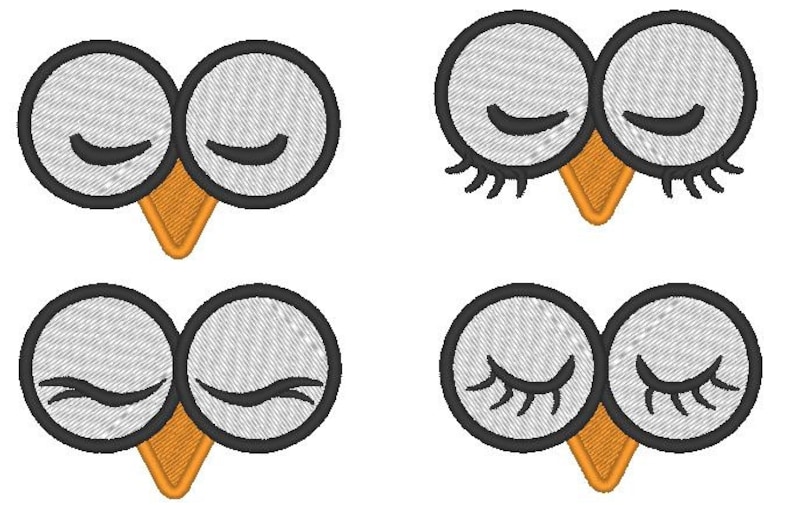 Your Toy Eyes Owl Closed Eyes Machine Embroidery Designs Etsy