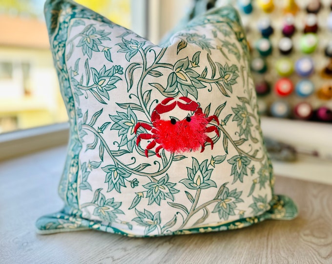 Cute fluffy Crab fringed fur chenille summer beach Sea Animal machine embroidery designs fringe in the hoop ITH project awesome crab design