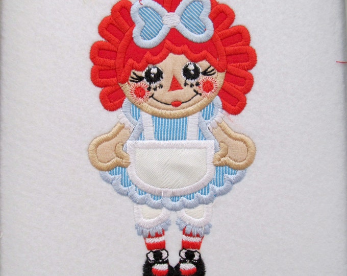 Raggedy Ann - machine embroidery applique designs for small hoops, 4x4 and 5x7, get done bigger embroideries than you have hoop available.