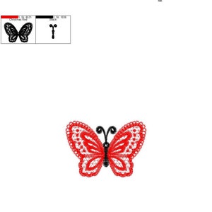 LITEN Fjärilsdimensionell, FSL, Fristående spetsbroderidesign i bågen ITH-broderi 4x4 blandade storlekar bild 6