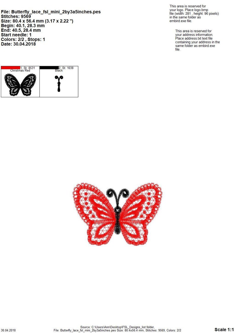 LITEN Fjärilsdimensionell, FSL, Fristående spetsbroderidesign i bågen ITH-broderi 4x4 blandade storlekar bild 6