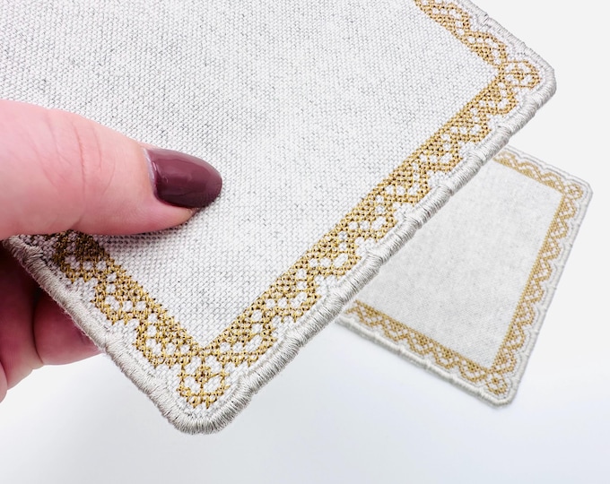 Napkin Coaster Doily square shape cross stitch border sweet home decor simply ITH in the hoop machine embroidery designs sizes 5 up to 8 in