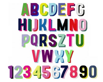Schatten Schrift Stickmuster Schatten Monogramm bunte Stickerei Schrift Varsity Shadow Schrift Füllstich Stickmaschine Stickmuster Sport