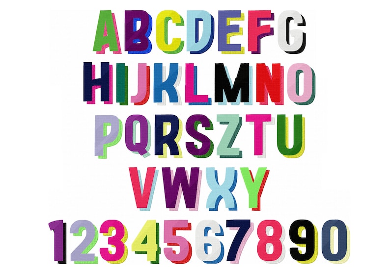 Shadow font embroidery design shadow monogram colorful embroidery font Varsity Shadow Font fill stitch machine embroidery designs sport by Artapli embroidery format BX PES HUS JEF EXP DST VIP VP3 XXX instant download