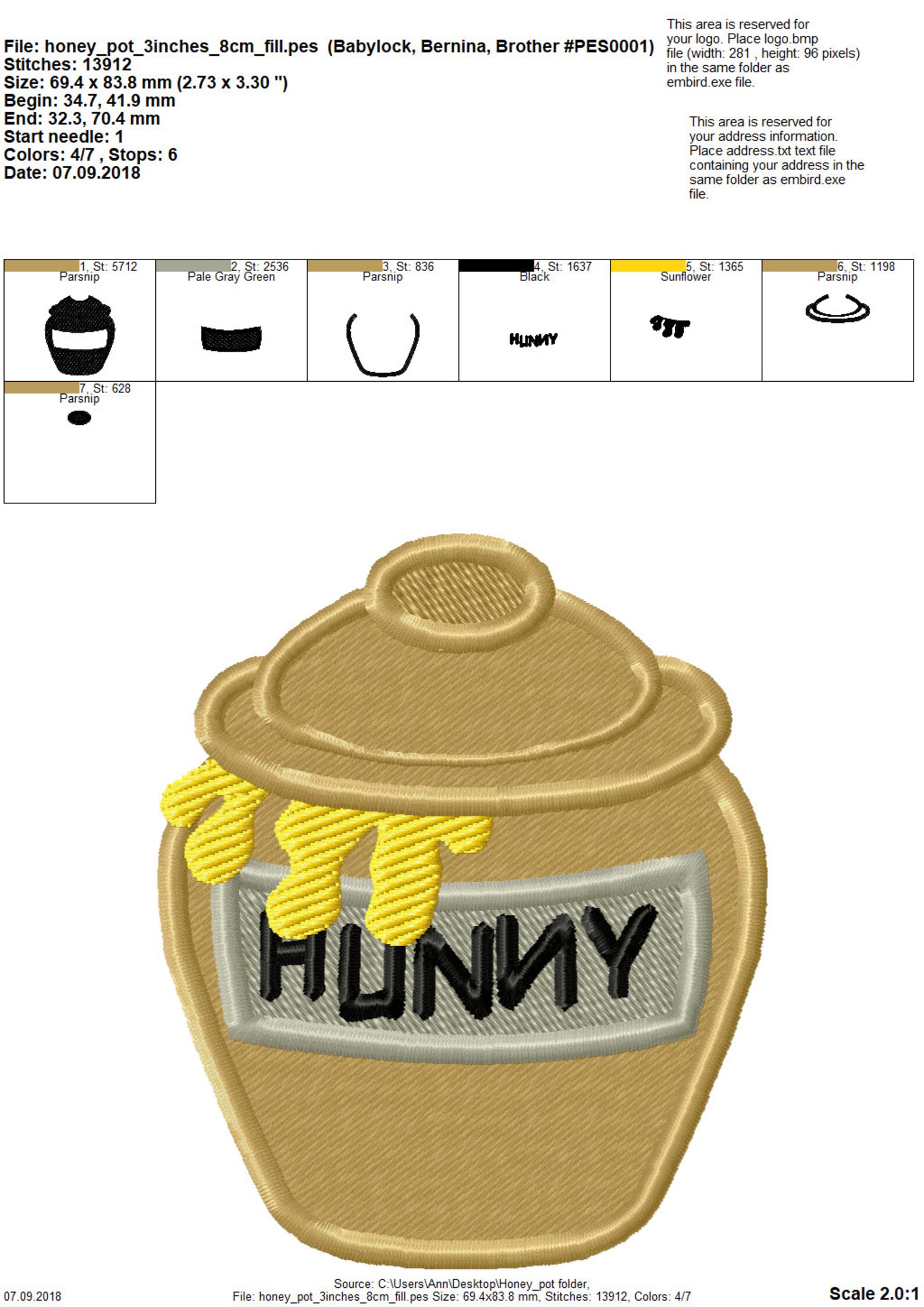 Honey Pot Winnie the Pooh Machine Embroidery Applique and Etsy