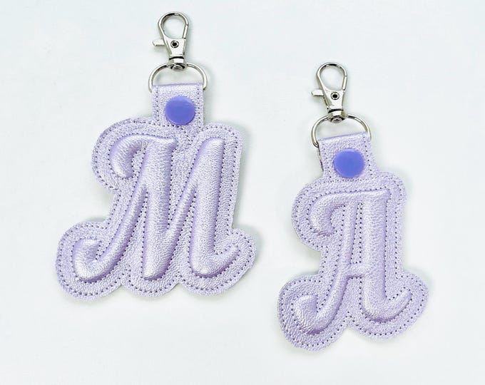Puffy foam Key Fob snap tab and Eyelet Puff Monogram alphabet A-Z keychain simply in the hoop ITH gift idea machine embroidery designs