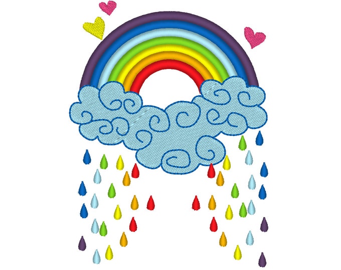 Rainbow color rain - for hoops 4x4 and 5x7, rainbow embroidery design, rainbow to INSTANT DOWNLOAD