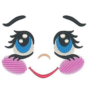 Little pretty doll face, dolly face little, embroidery face, Embroidered Dolls face, doll eyes, complete face machine embroidery designs